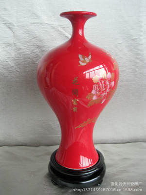 【中國(guó)紅牡丹美人瓶 陶瓷 全手工水墨畫 陶瓷花瓶 禮品 工藝品】?jī)r(jià)格,廠家,圖片,陶瓷工藝品,德化縣僑興瓷雕廠-