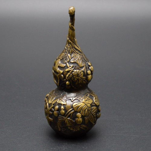 古玩雜項純銅收藏吉祥開蓋寶葫蘆家居裝飾工藝品風(fēng)水?dāng)[件