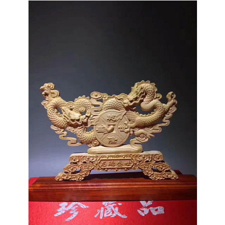 雙龍龍騰盛世擺件黃楊木工藝品居家客廳辦公室裝飾品擺件送禮佳品