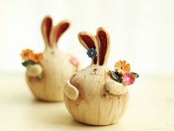 擺件工藝品裝飾品樹脂胖蒜小兔子擺件歐式擺件飾品一套2件擺件工藝禮品